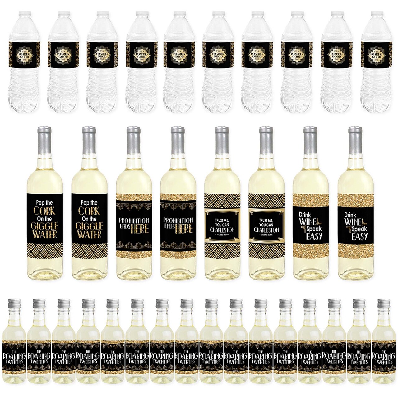 Big Dot of Happiness Roaring 20's - 1920s Art Deco Jazz Party Decorations - Beverage Bar Kit - 34 Pieces